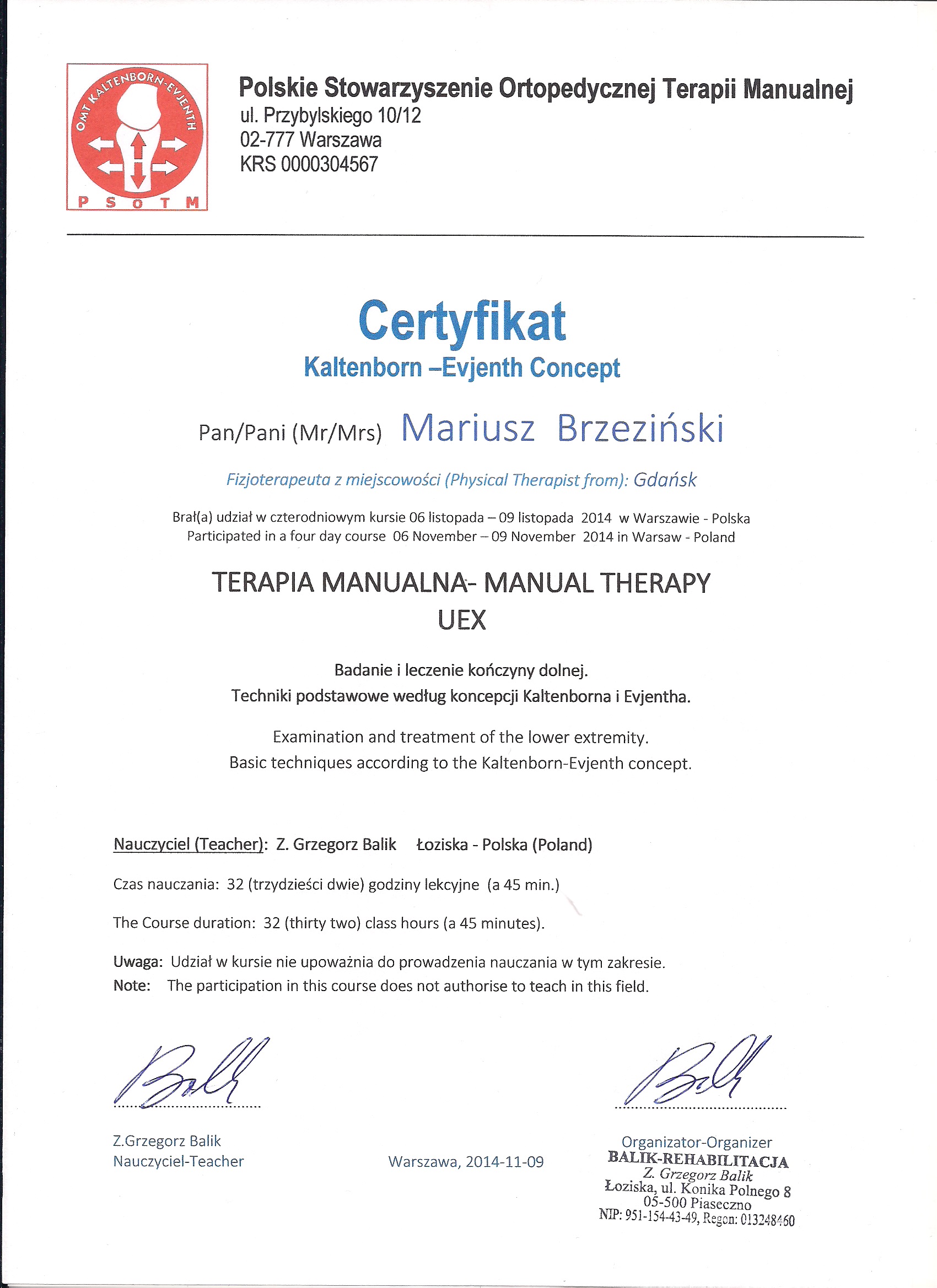 Terapia manualna - UEX