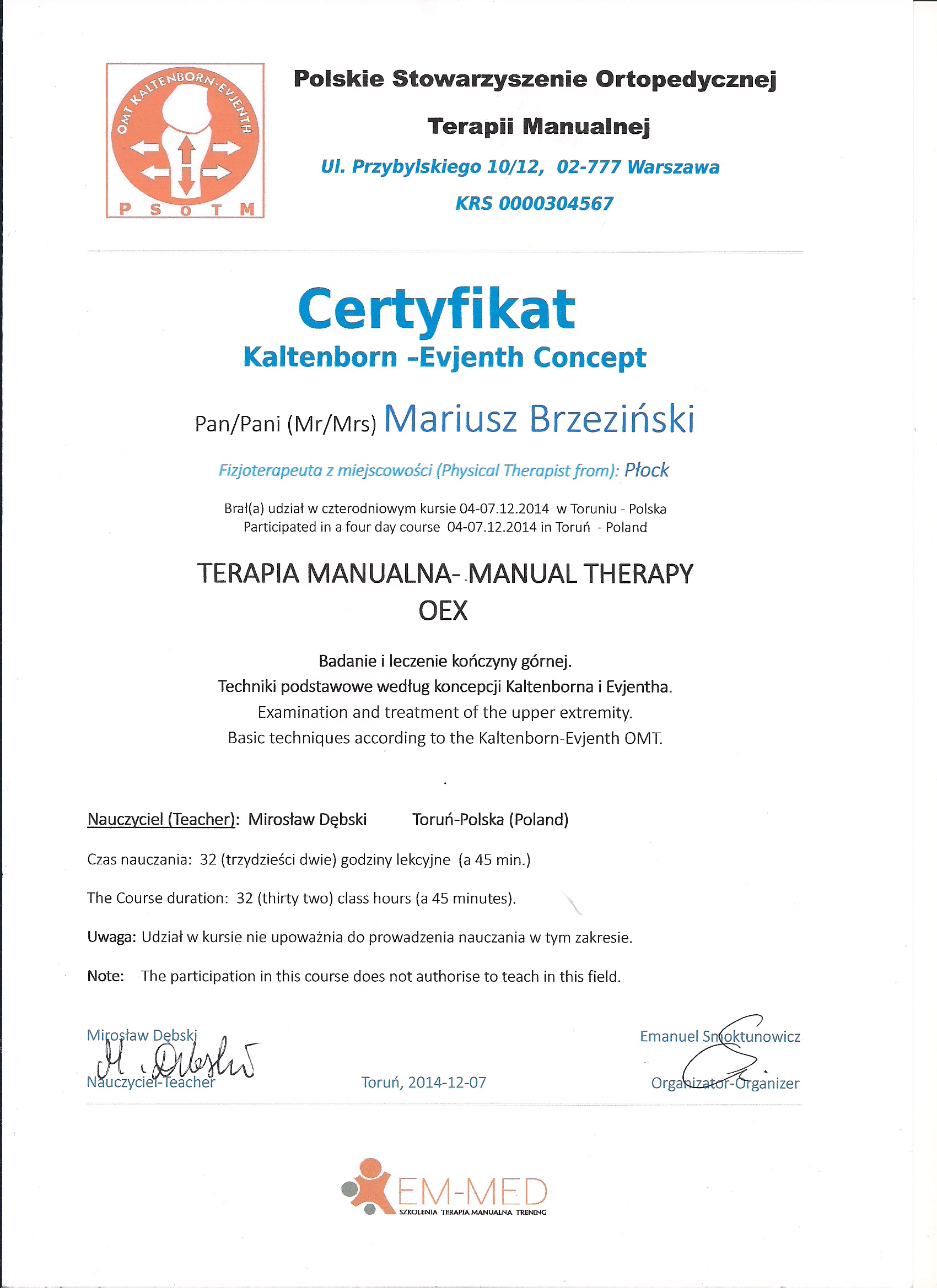 Terapia manualna - OEX