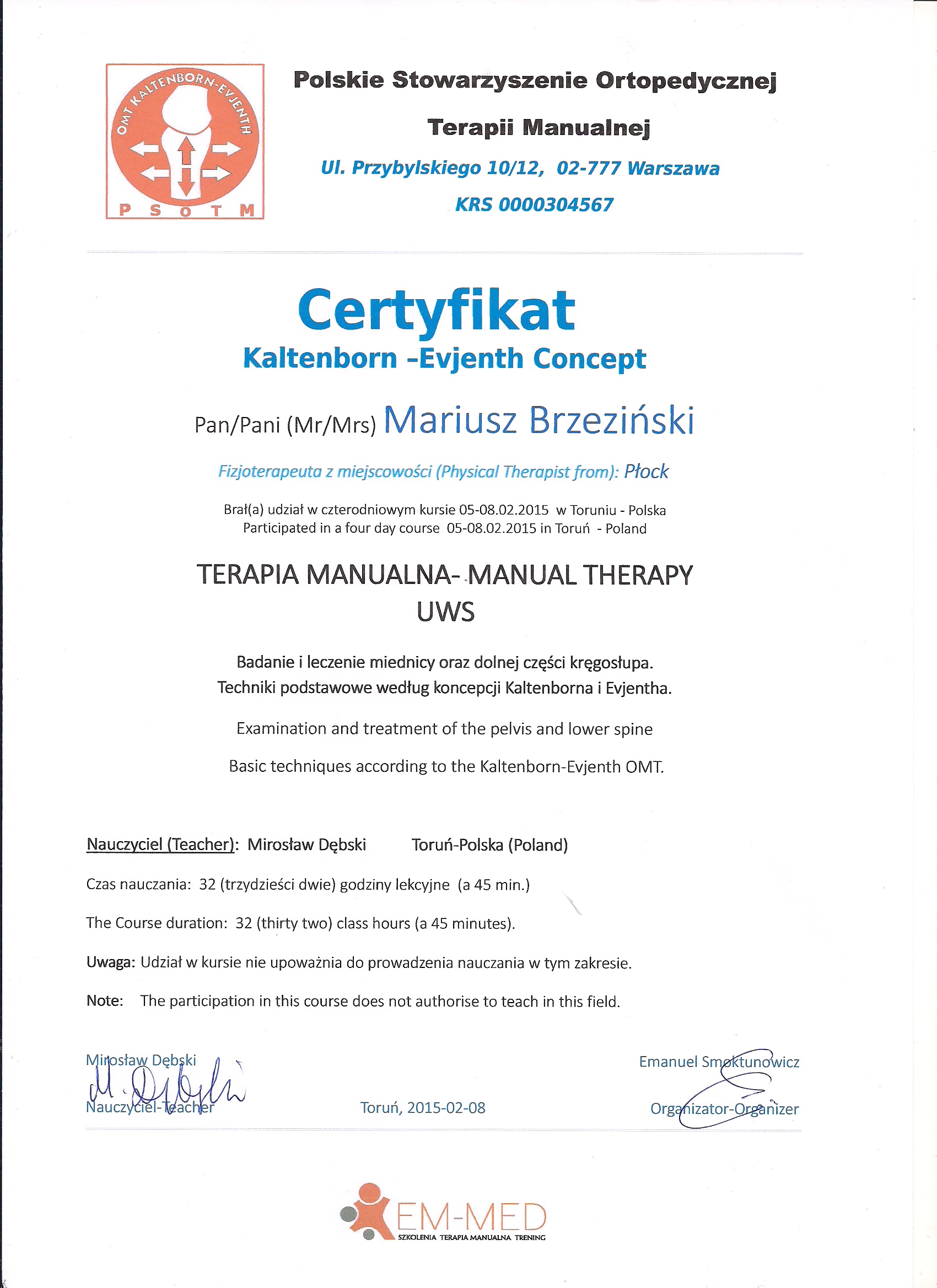 Terapia manualna - UWS