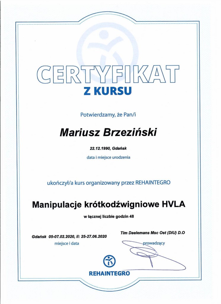 Manipulacje krótkodźwigniowe HVLA